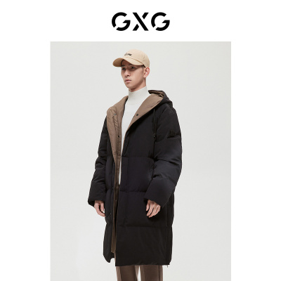 GXG男装商场同款极简系列黑色羽绒服2022年冬季新品