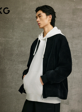 GXG男装 复古水洗PU宽松棒球领夹克25年春季新品G25X211006