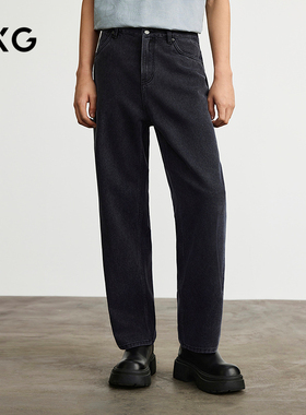 GXG男装 商场同款黑灰直筒牛仔裤男休闲裤通勤 25年春G25X051023