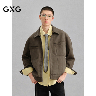 GXG男装 简约休闲仿麂皮夹克外套男24年冬品G24X214081
