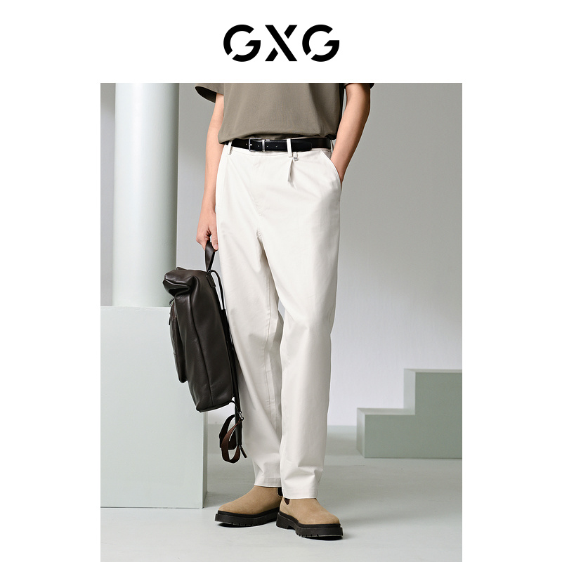 GXG男装 棉感梭织休闲裤干爽透气长裤 24年夏G24X022002
