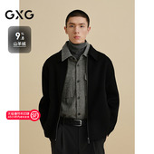 大衣 GXG男装 黑色含山羊绒通勤短款 24冬品G24X064009