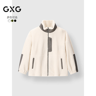 品 2024冬季 GXG男装 多色仿羊羔毛户外口袋设计保暖夹克外套