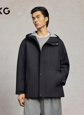 GXG男装 黑色连帽户外简约通勤运动夹克25年春新品G25X211018