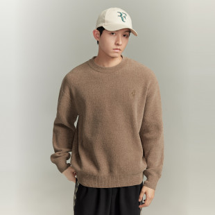 品 23年冬季 GXG男装 多色雪尼尔面料简约刺绣毛衣圆领针织衫