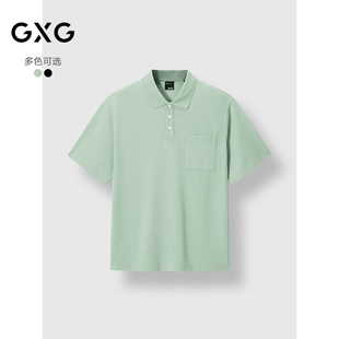 后背字母设计POLO衫 短袖 GXG男装 通勤时尚 上衣 2025春季