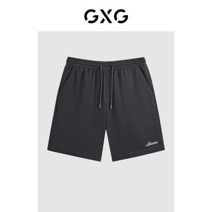 男短裤 华夫格字母绣花休闲宽松直筒五分裤 2024年夏季 GXG男装