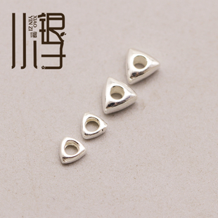 精工素银隔珠 碎银几两三角圆孔散珠S925纯银DIY手工编绳串珠配件