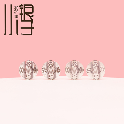 S925纯银泰银民族风鱼鼓面扁珠