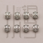 泰银隔珠 十二生肖八大守护大孔圆珠路路通DIY S925纯银配件材料