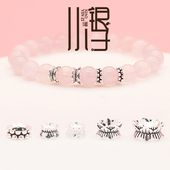 S925纯银隔珠 泰银做旧波点莲花双向花托素银隔环DIY银饰编绳配件