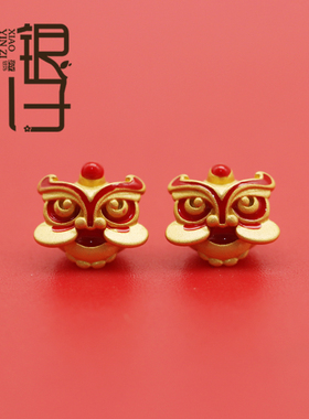 迷你红色醒狮925纯银隔珠
