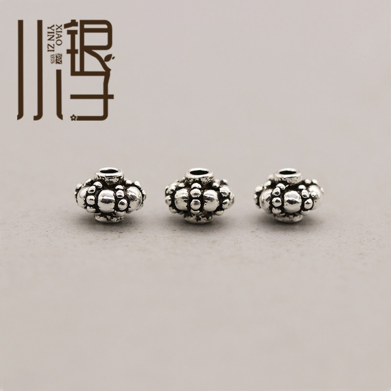 泰银隔珠 迷你麻花边灯笼珠散珠S925纯银银饰DIY编绳串珠材料配件