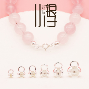 S925纯银扣子 素银光面包扣包线扣手链收尾银扣DIY银饰品编绳配件