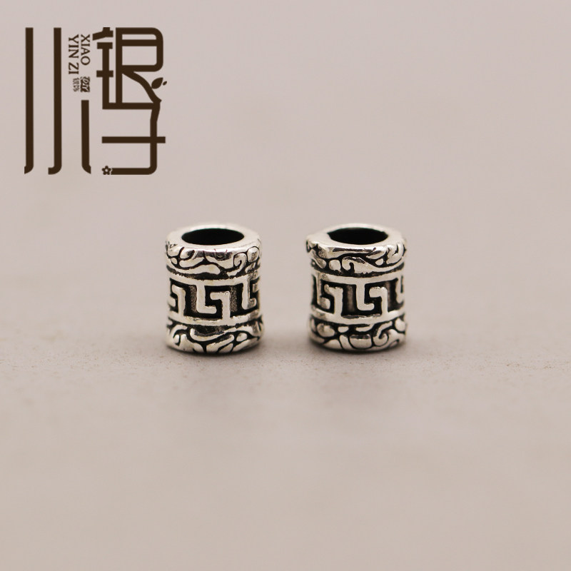 泰银隔珠 迷你回纹桶珠散珠S925纯银银饰DIY手工编绳串珠材料配件