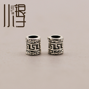 泰银隔珠 迷你回纹桶珠散珠S925纯银银饰DIY手工编绳串珠材料配件