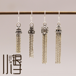 S925纯银流苏吊坠 竹节链耳环挂件项坠子DIY手链串珠材料银饰配件