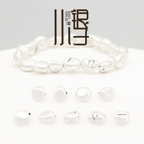 S999纯银不规则石头隔珠