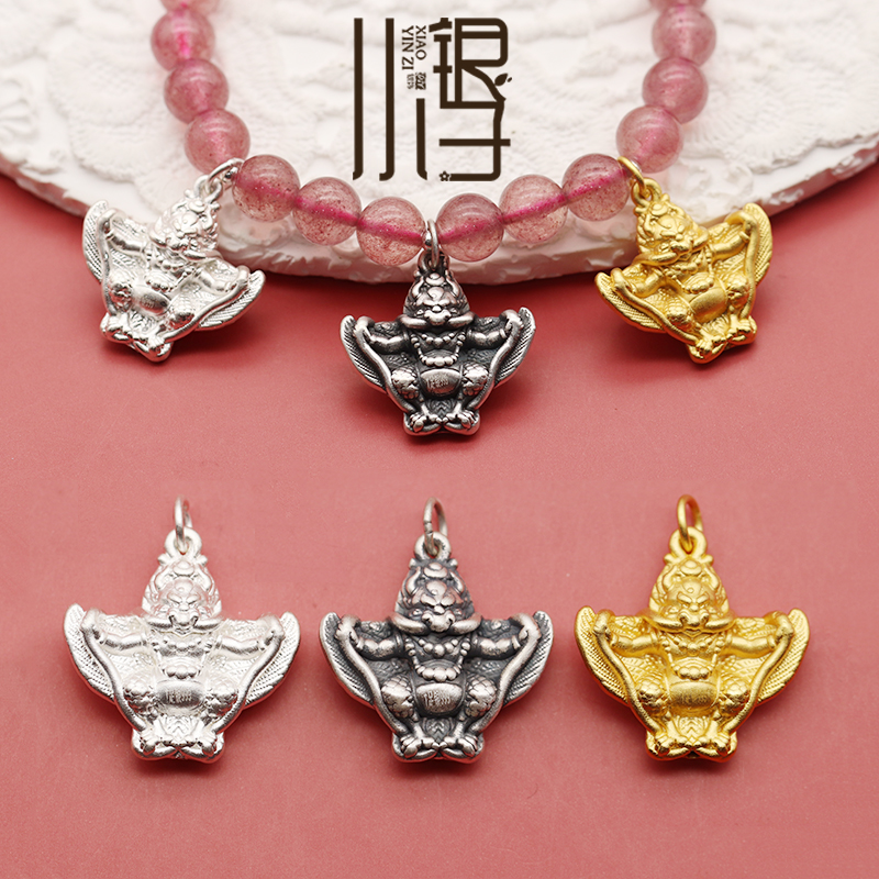 S999纯银三色大鹏展翅挂坠