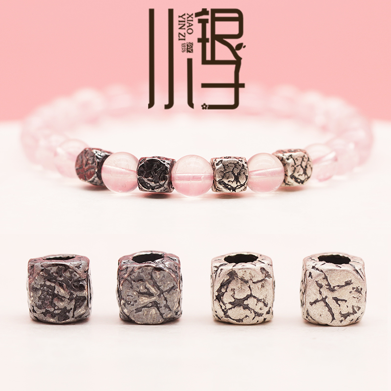 不规则裂纹小方形珠S925纯银