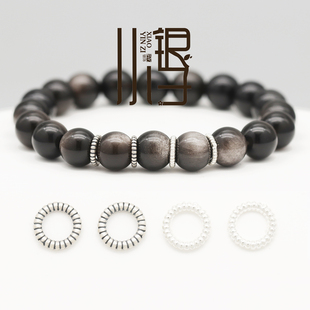 足银隔珠 圈圈纹麻花圈圆环隔片 S999纯银DIY饰品手链串珠配件