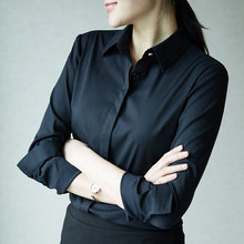 修身 新款 百搭白衬衣职业黑衬衣工装 韩版 黑色衬衫 女长袖 2019春季