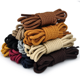 男女粗麻绳黑色棕色皮鞋靴子添柏岚大黄靴工装靴马丁靴圆形鞋带绳