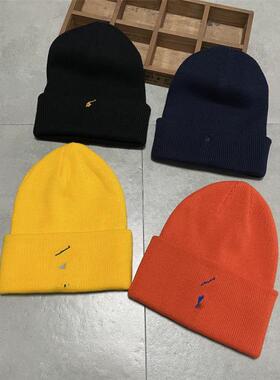 外贸RL元单　刺绣小马标男女中大童双层针织毛线帽套头帽冷帽