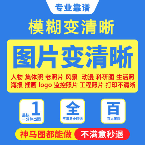 清晰度提升模糊照片清晰处理画质修复无损放大尺寸照片变清晰高清