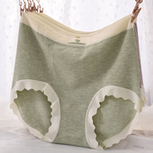 女莫代尔大码 胖MM无痕一片式 宽松舒适新款 无缝彩纱高腰内裤 三角裤