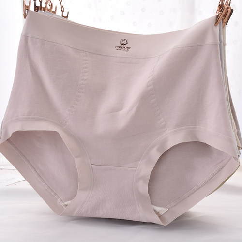 纯棉高腰收腹内裤女纯色