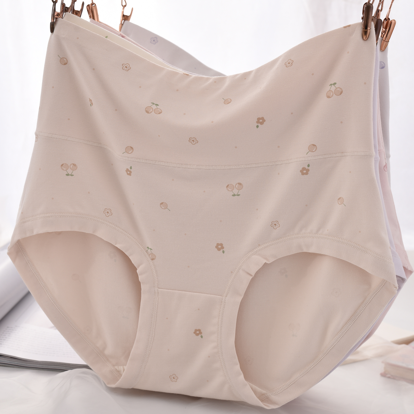 7A抑菌底裆高腰内裤女印花小清新莫代尔包臀透气不卡裆三角短裤