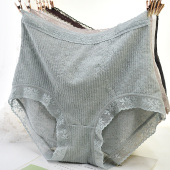 胖MM平角裤 薄大码 衩头 女收腹透明性感甜美少女夏季 全蕾丝高腰内裤