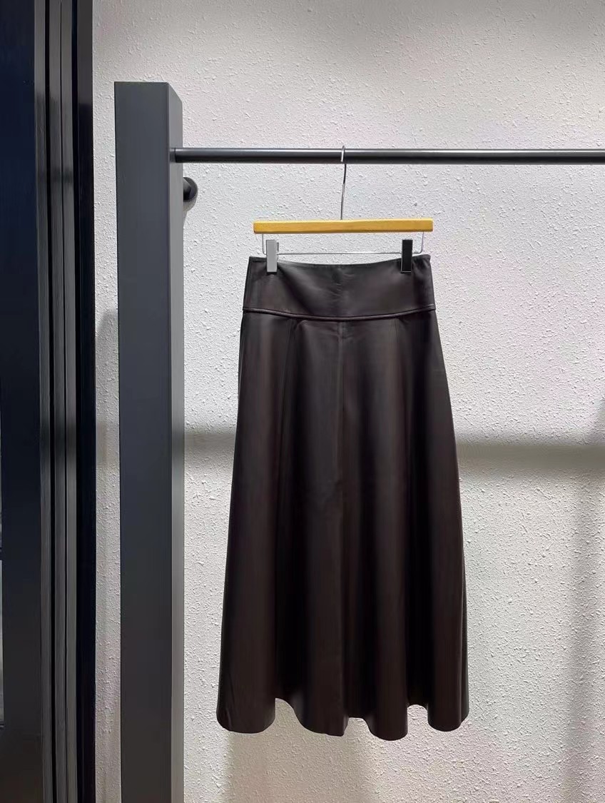 2024秋冬新款100%绵羊皮开衩复古羊皮伞裙中长款大摆显瘦气质皮裙,女装/女士精品,半身裙,淘宝优惠券,粉丝福利购,淘宝优惠卷