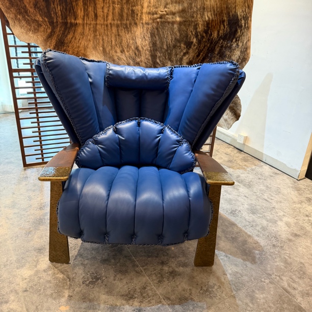 茶室会所高奢真皮椅轻奢主人椅头层牛皮油蜡皮沙发椅东方战神椅sz