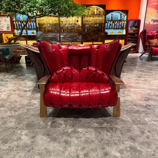 茶室会所真皮加大版主人椅轻奢头层油蜡牛皮金属沙发东方战神椅sz