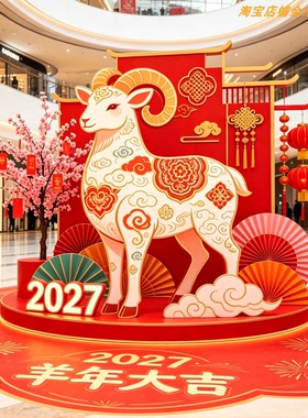 2027羊年春节商场美陈装饰摆件