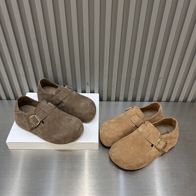 艾模儿勃肯鞋软底增高磨砂皮新款皮带扣复古秋季一脚蹬休闲单鞋