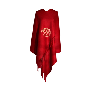 本命年围巾定制logo礼盒纯羊毛女冬大红色中国红男士围脖马年披肩