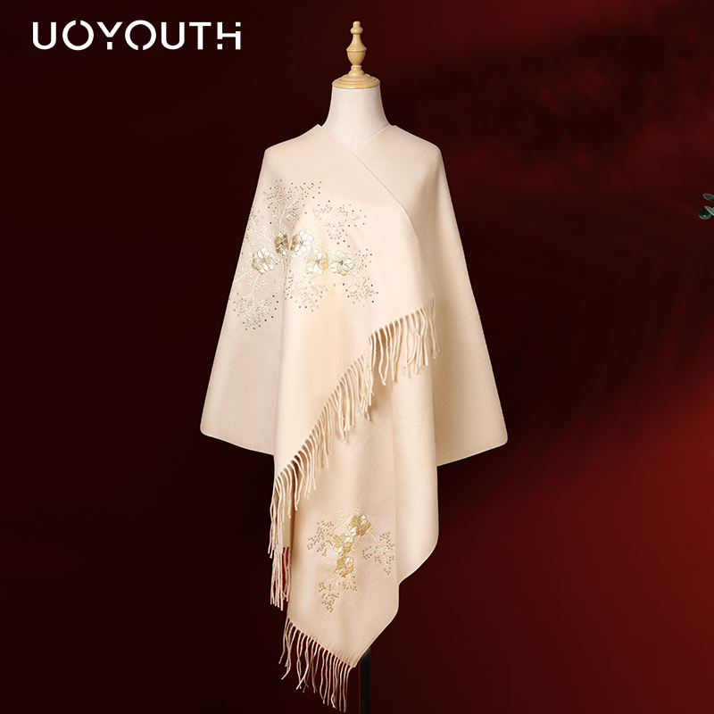 羊毛披肩围巾女冬季送妈妈