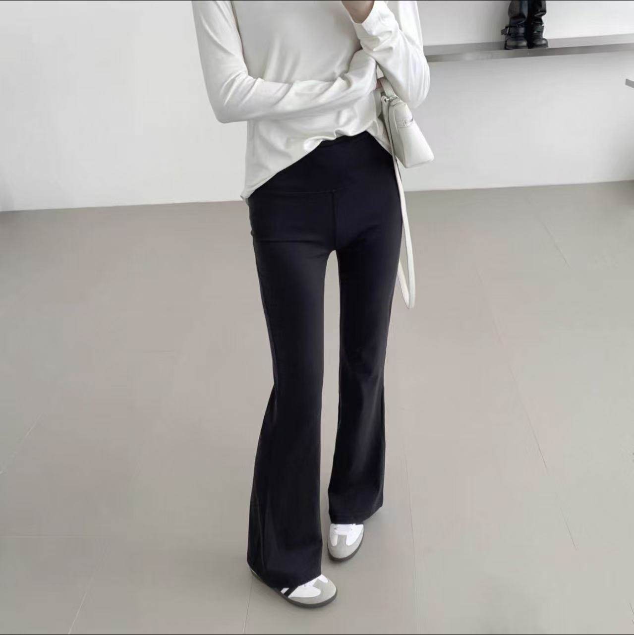 韩国小众  百搭显瘦修身保暖加绒瑜伽裤微喇裤打底裤长裤