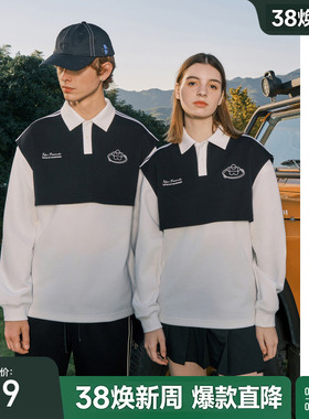 【小花人】bosie2025年秋季新款长袖polo衫男复古假两件拼接翻领T