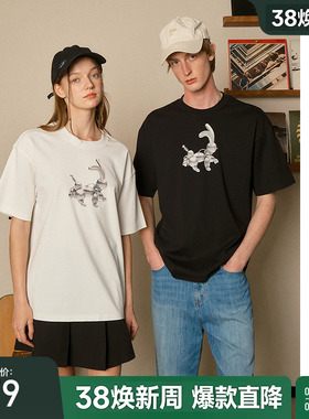 bosie2025年夏季新款金属气球兔子印花设计短袖T恤男情侣童趣体恤