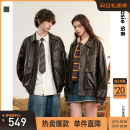 bosie伯喜2025年秋季 复古做旧水洗pu皮衣外套男情侣夹克百搭 新款