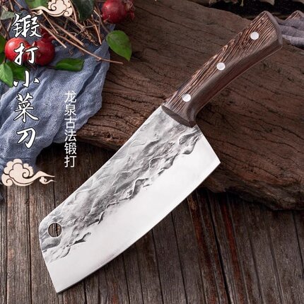 龙泉菜刀家用锻打超快锋利切菜切肉拍蒜厨师女士切肉切片厨房开刃