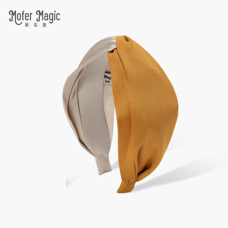 美菲麦 两个人的小森林同款 真丝复古法式头箍高级感发箍宽边撞色