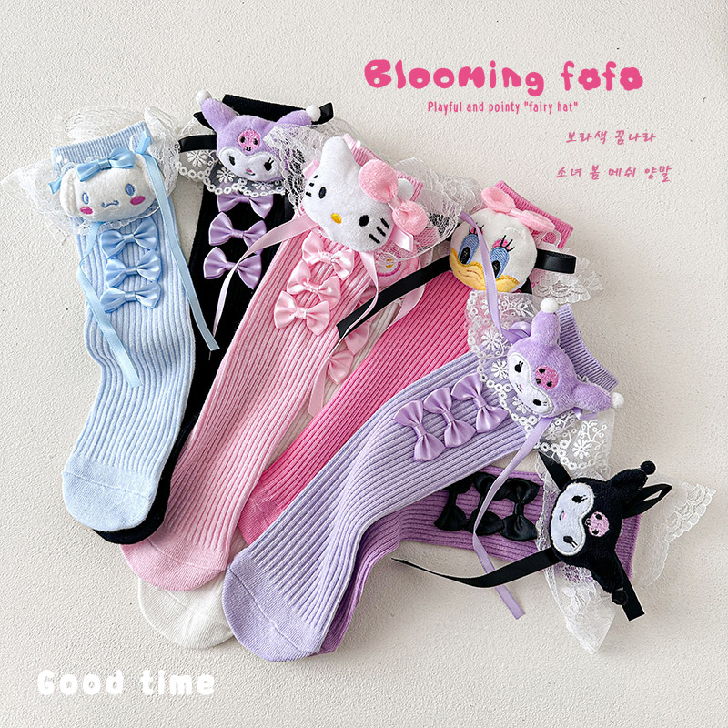 女童蕾丝花边袜可爱公仔袜春秋