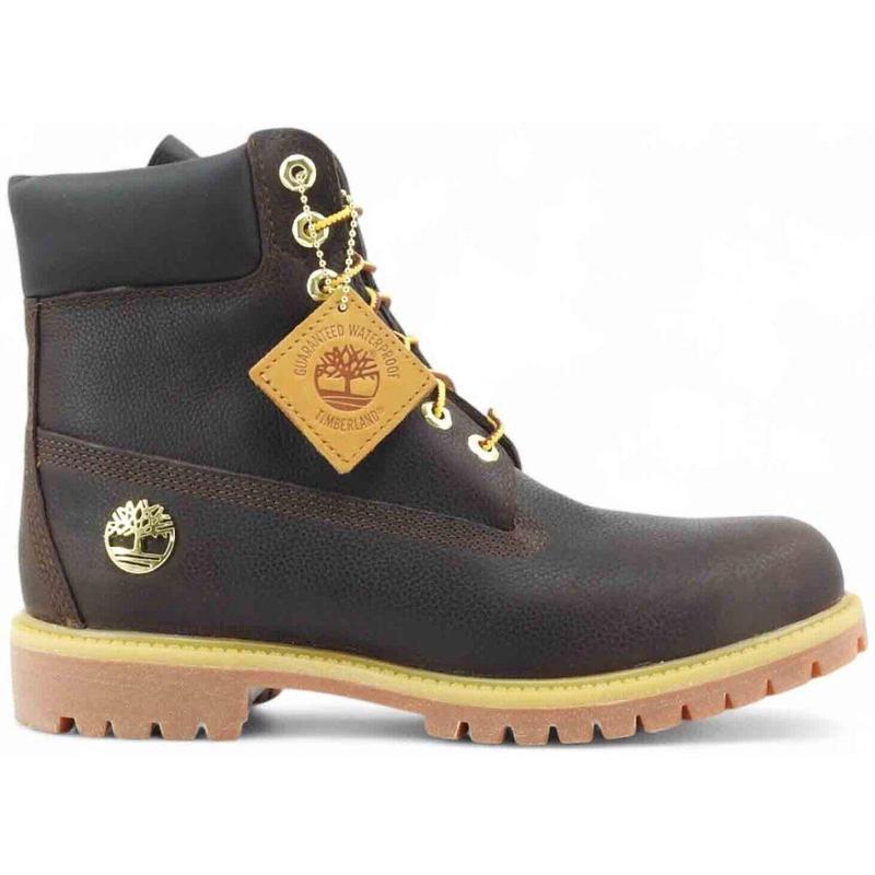代购TIMBERLAND添柏岚男士工装靴防水耐磨防滑保暖棕色系带