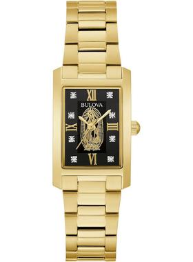 代购BULOVA宝路华男士腕表计时夜光三针防刮金色钢带防水镶钻