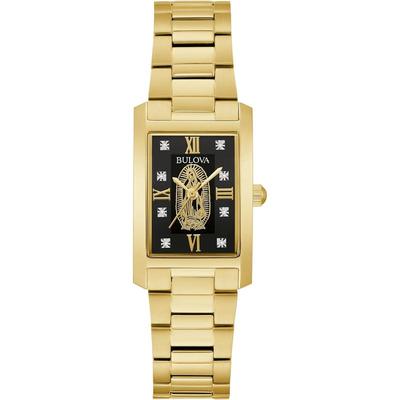 代购BULOVA宝路华男士腕表计时夜光三针防刮金色钢带防水镶钻